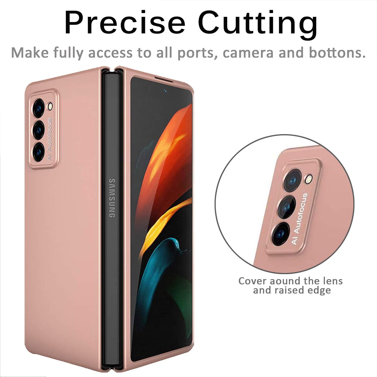 Miimall Compatible with Samsung Galaxy Z Fold 2 5G 2020 Case Cover Ultra Thin Hard PC Matte Finish Anti-Scratch Shook-Proof Bumper Case for Samsung Galaxy Z Fold2 5G(Rose Gold)