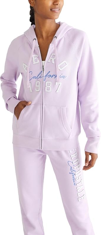 AEROPOSTALE Womens Aero Logo Full Zip Hoodie- Arches- Aero 1987 California