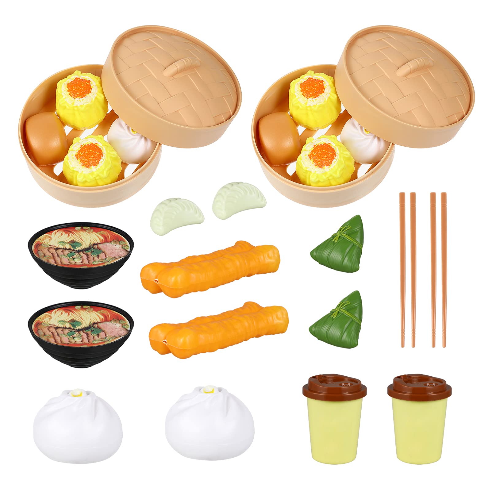 2 Sets Induction Cooker for Steamer Buns Children Pretend Breakfast Toys Chinese Breakfast Play Toy Pretend Toys for Breakfast Steamed Toy Kitchen Cooking Toys