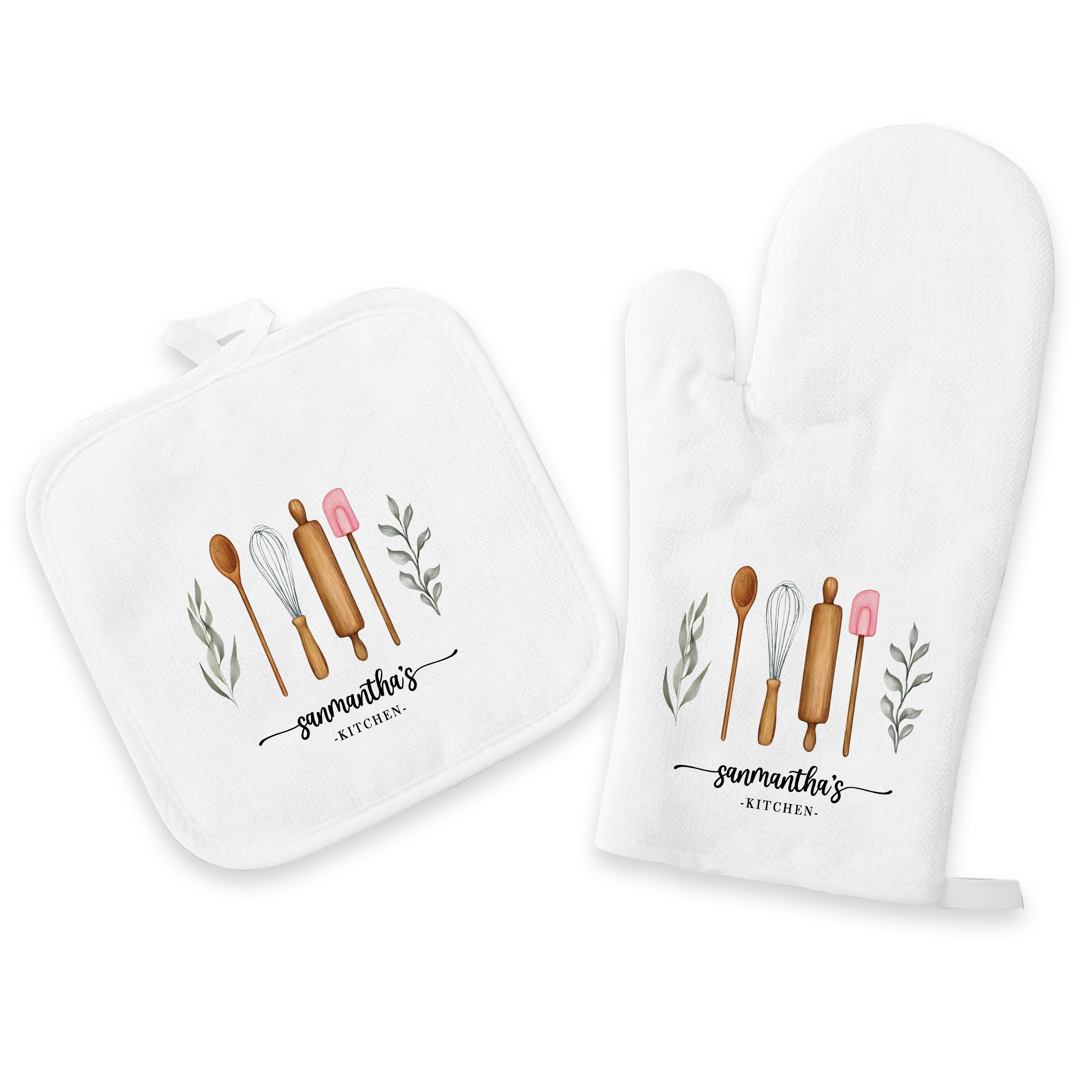 Personalized Oven Mitts Pot Holders Custom Name and Photo Heat and Slip Resistant Oven Mitts Friends Family Kitchen Cooking Baking Grilling 2