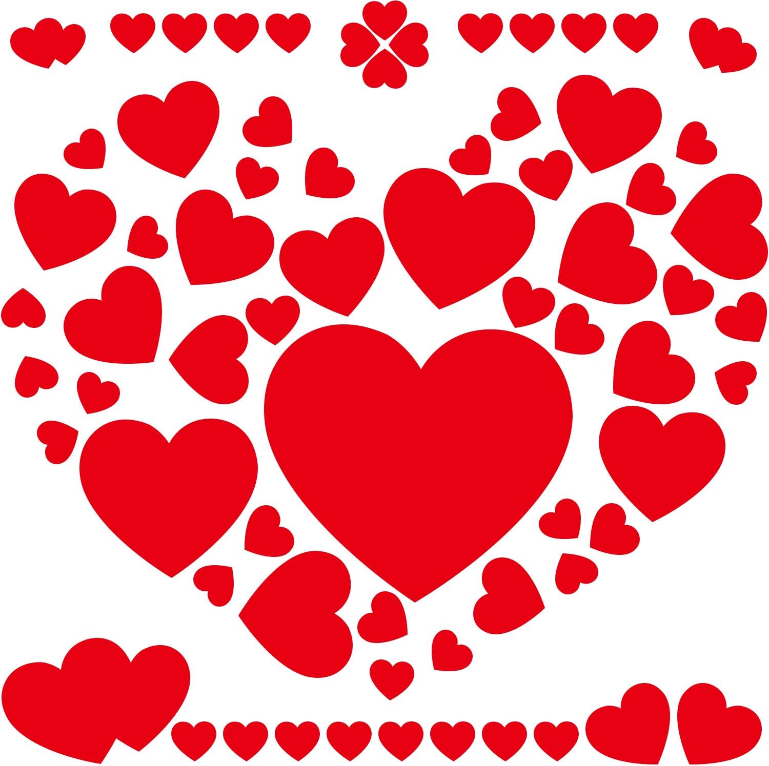 Outus 72 Pieces Heart Floor Decals Removable Heart Window