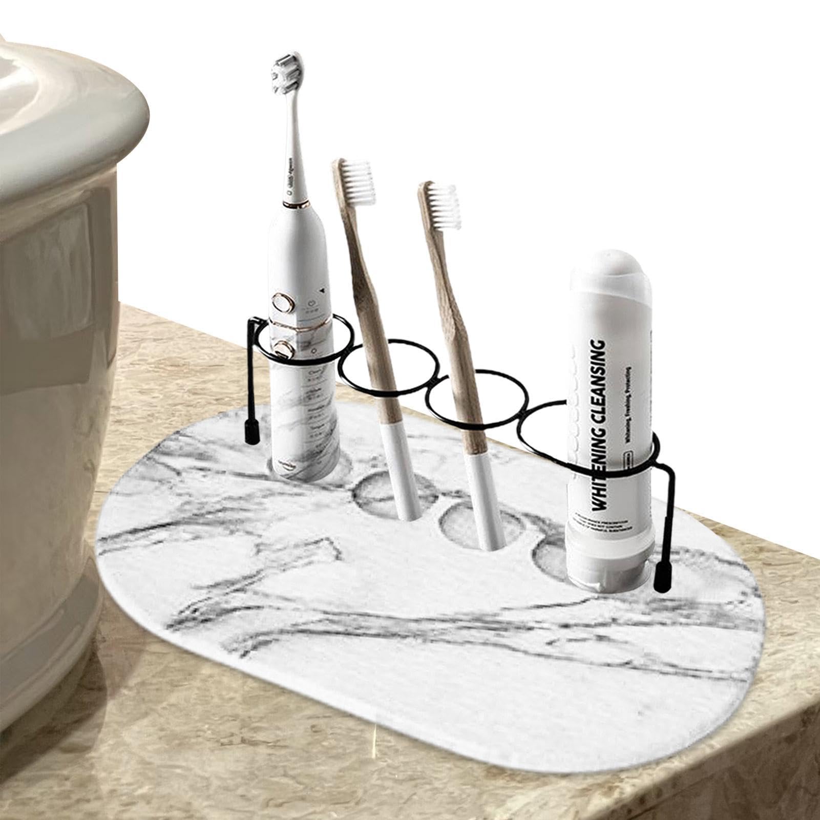 INF Portaspazzolino da parete senza foratura con tazza e portaoggetti Bianco