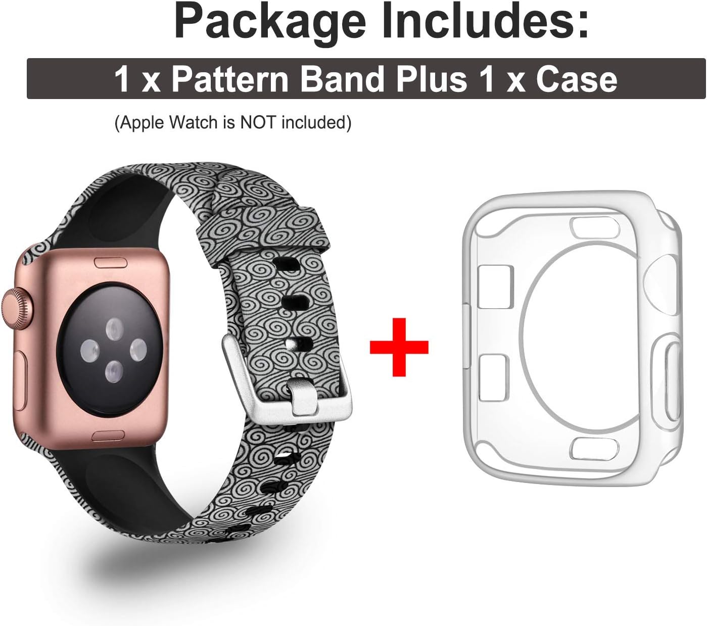 Laffav Compatible with Apple Watch Band 38mm with Case, Soft Waterproof Pattern Bands Strap for iWatch Series 3 2 1, Cloud, S/M