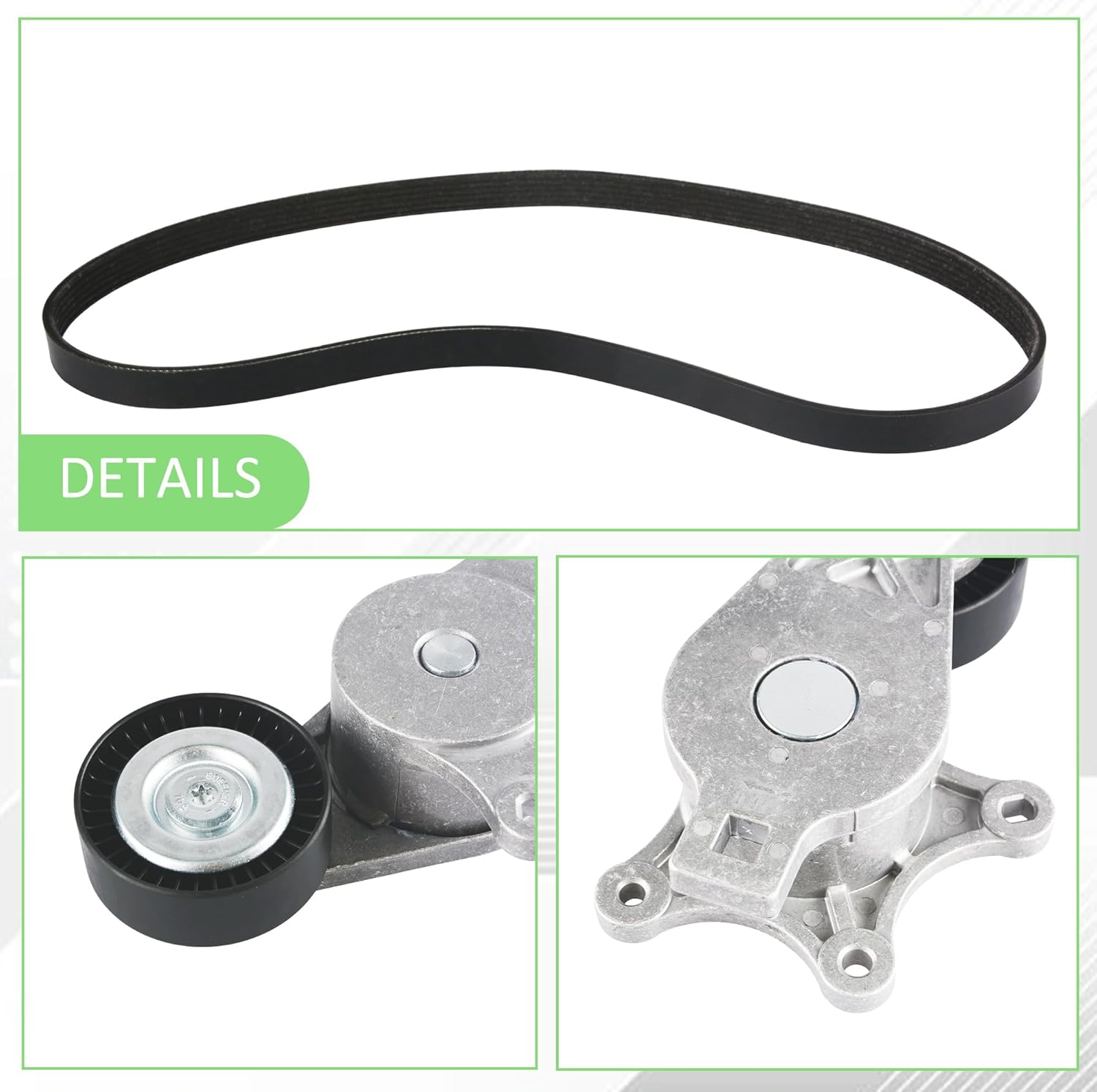 Drive Belt Tensioner Kit Compatible for Mazda 6 CX-9, For Lincoln MKS MKT MKX MKZ, For Ford Edge Explorer Flex Fusion Taurus, For Mercury Sable Replaces 6PK1140 BT4E6B209CC