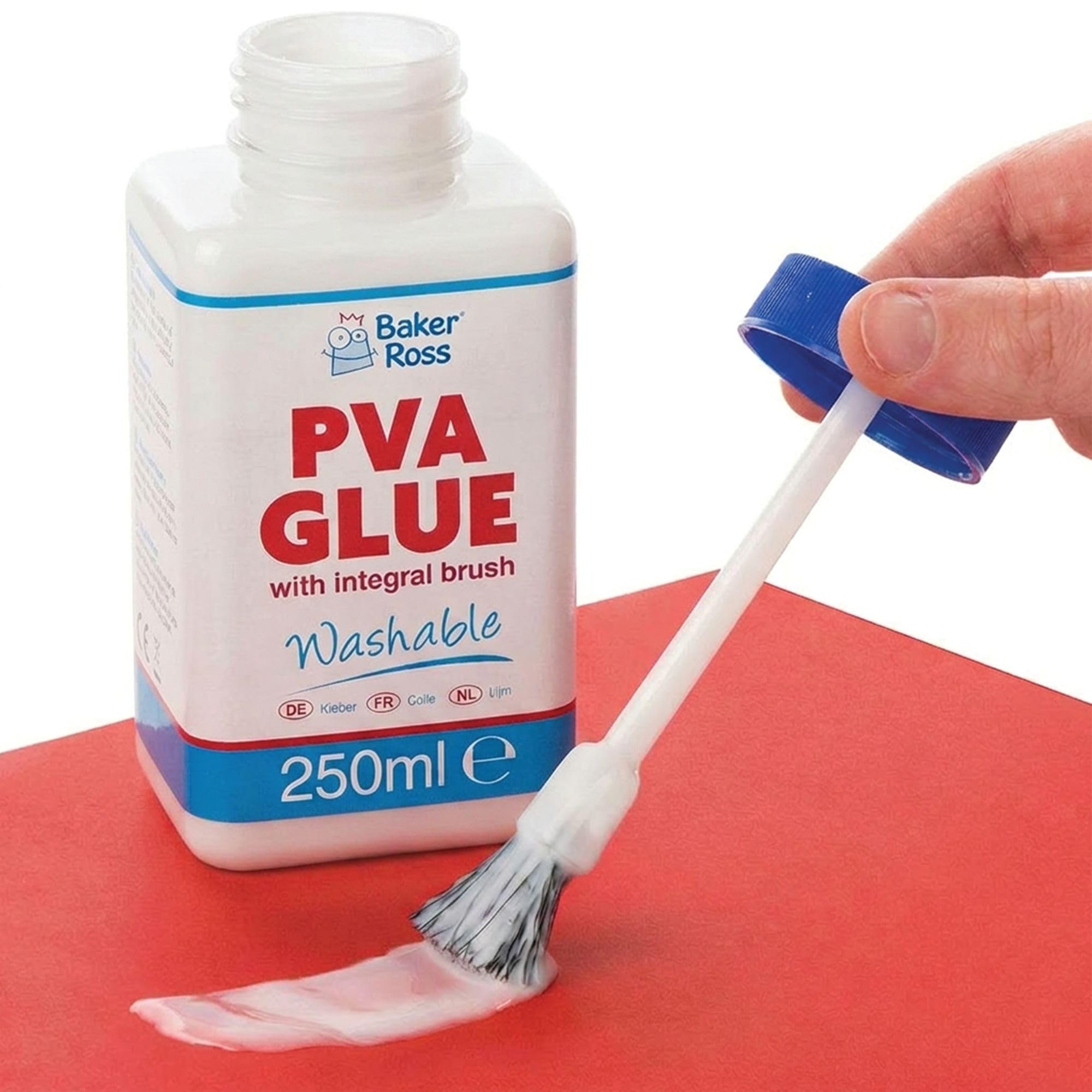 Baker Ross FN284 PVA Glue with Integral Brush - Pack of 1, Spreadable Glue for Arts and Crafts