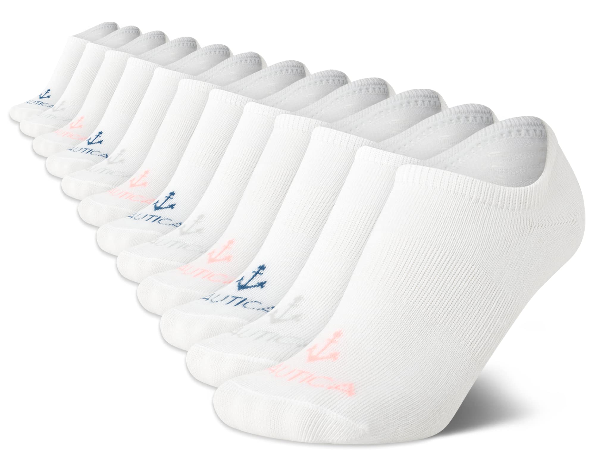 Nautica Womens No Show Socks - 12 Pack No Show Cuff Liners Moisture Wicking Sock - Non Slip & Breathable Socks for Women