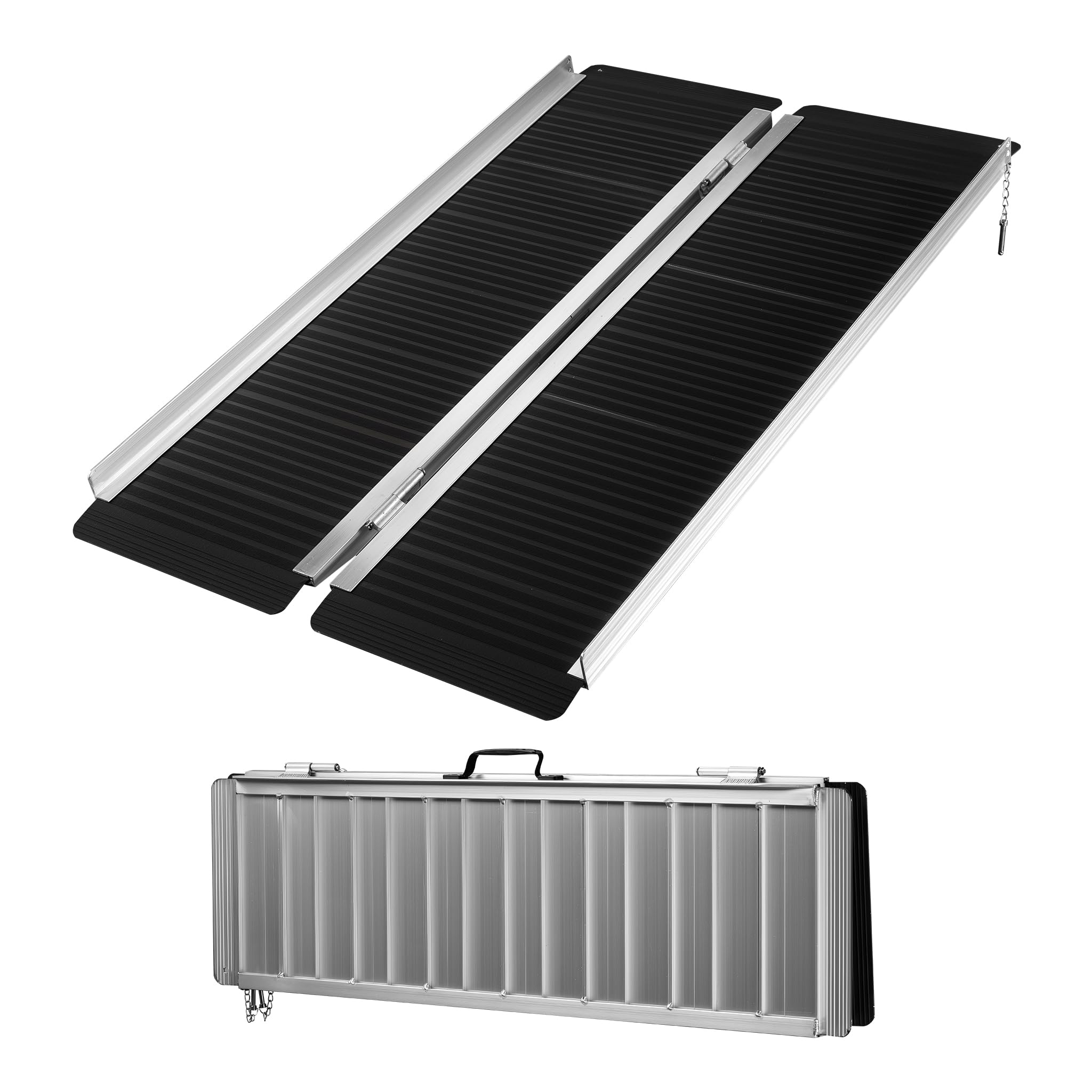 Wiltec Rampe pour Fauteuil Roulant – 1220 x 720 x 50 mm – capacité de Charge 270 kg – en Aluminium – Surface antidérapante – Rampe d'accès Pliable Mobile pour Chaise Roulante, Handicapé, PMR