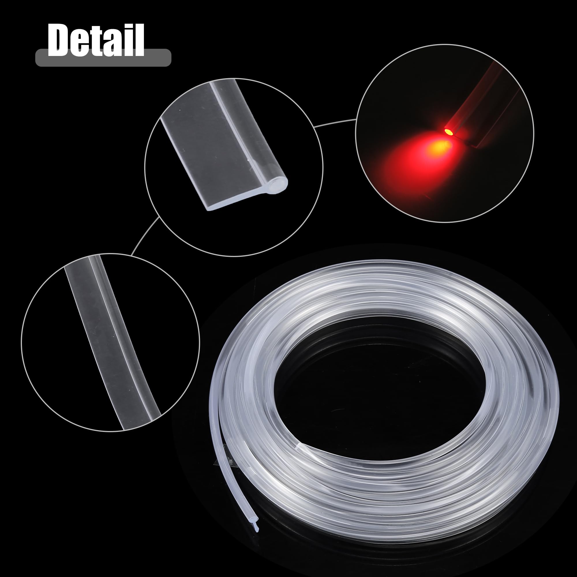 ACROPIX 3.5m Side Glow Optic Fiber Cable – 3.6mm Diameter, Clear MMA, For Car Interior Lighting