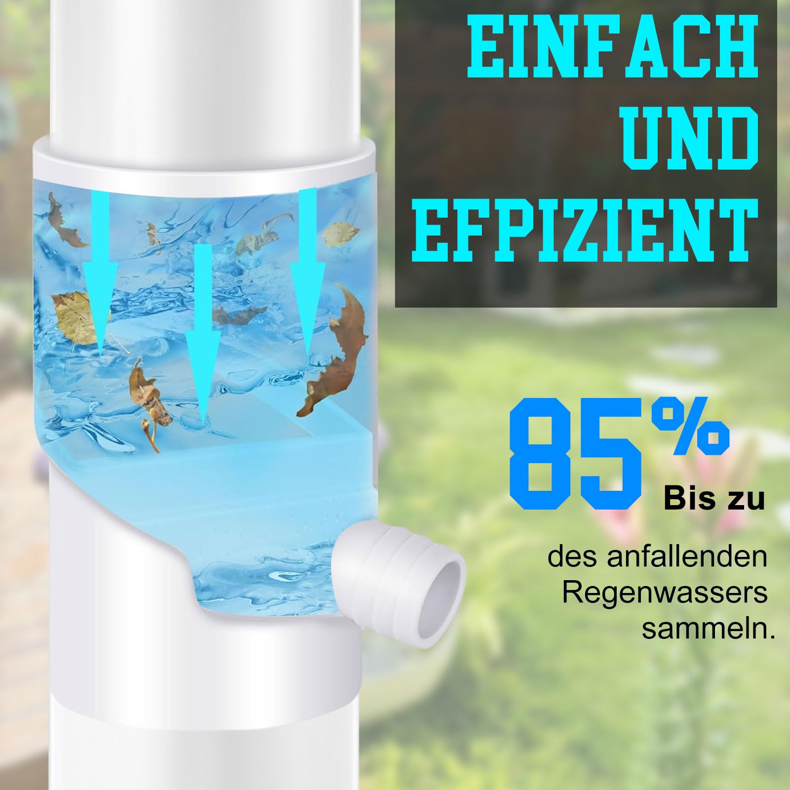 Recolector de Agua de Lluvia para Bajantes de 100mm, Desviador con Tubo Telescópico y Tapón de Cierre, Sistema de Recogida de Agua para Riego de Jardín, Anticongelante