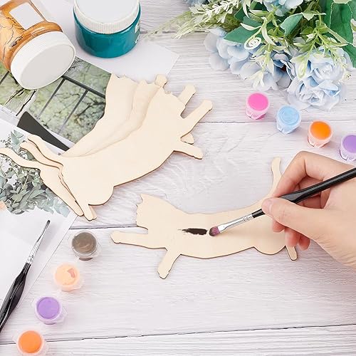 Miniatura 3 de OLYCRAFT 4 piezas de madera sin terminar, rebanadas de madera en blanco recortadas para gatos de 5.8 x 4.3 pulgadas para manualidades, decoración