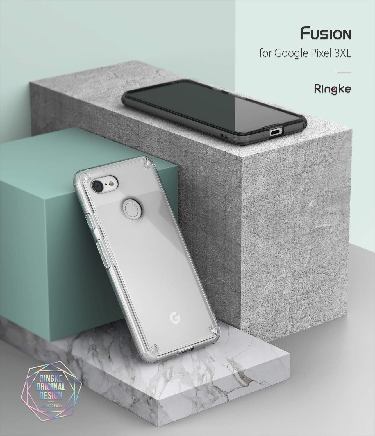 Ringke Fusion Compatible with Pixel 3 XL Case, Clear Transparent PC Back TPU Bumper Drop Defense Raised Bezels Scratch Protection Natural Form Cover for Google Pixel 3XL - Clear