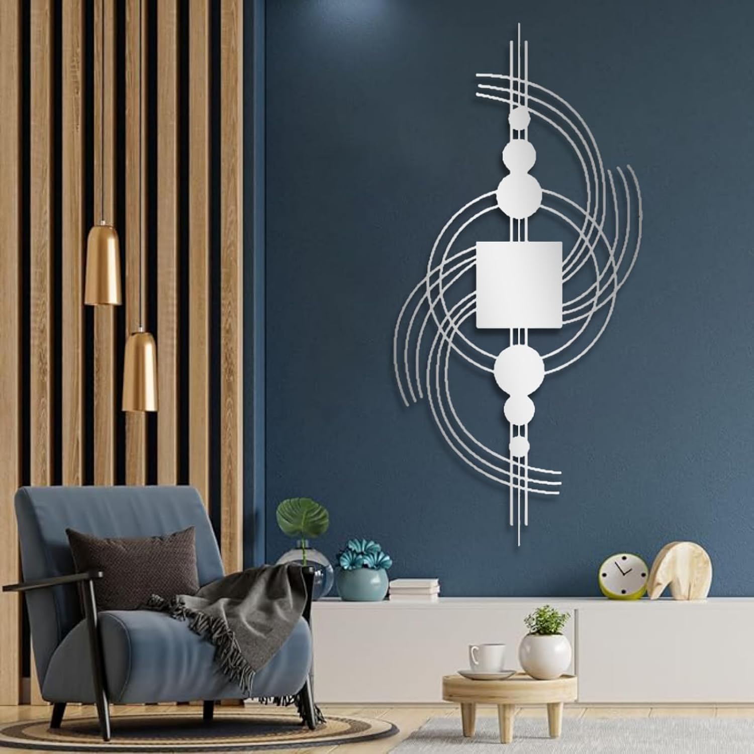 Amazon.com: Cadeali Metal Line Art Wall Decor, Geometric Metal Wall ...