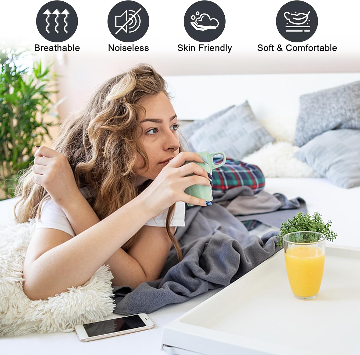 Waterproof Mattress Protector King, Fitted Sheet Style Breathable Mattress Cover with Deep Pocket Fits Up to 18'', Noiseless Bed Cover for Kids Adults Pets, Machine Washable (White, 76'' X 80'')