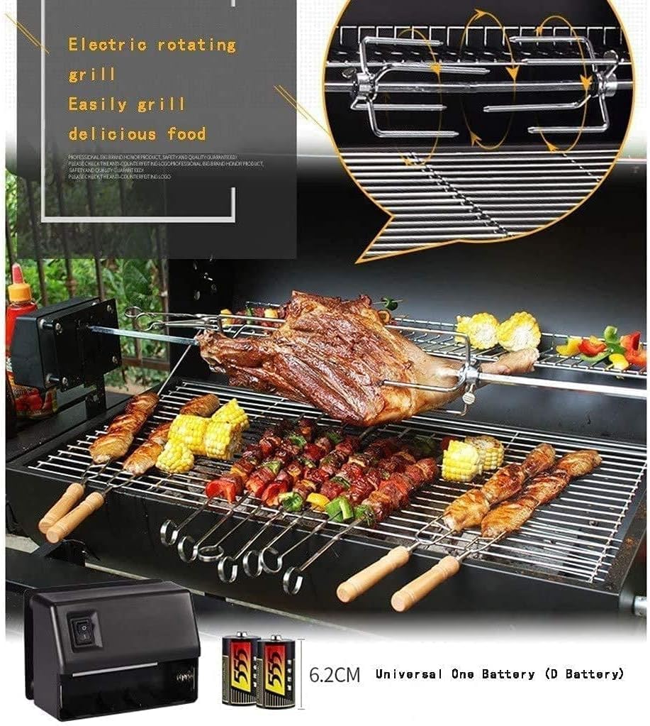 Parrilla de Barbacoa Grande Parrilla de carbón hogar portátil carbón Barbacoa barbaco de Barbacoa Barbacoa jardín Fumador de jardín Barbacoa con Ruedas de Mesa Laterales estantes termómetro