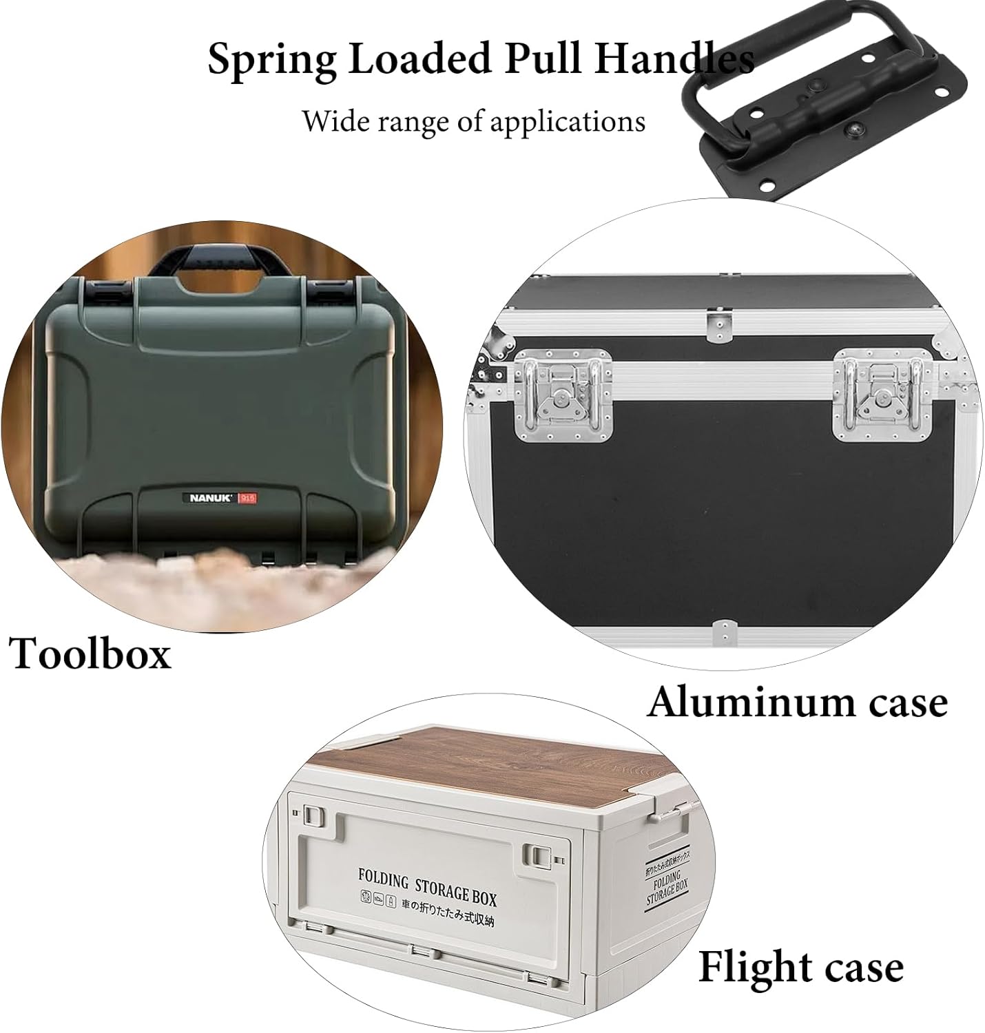 Sscon 3" x 1" Spring Loaded Pull Handles Black Tool Box Handles Trunk Surface Mounted Pull Handles with 13mm Thickness PVC Grip (2 Packs)
