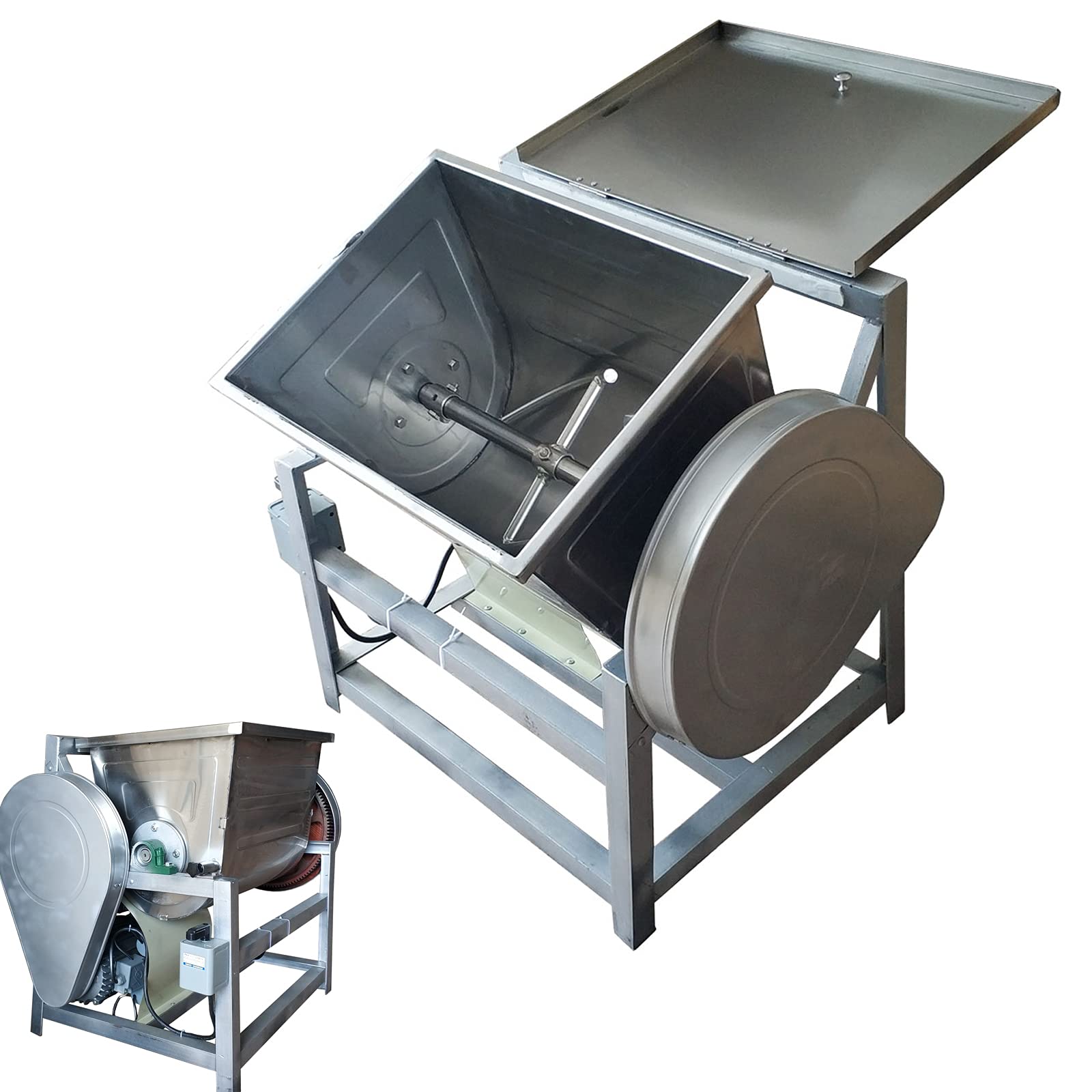 TECHTONGDA Commercial Dough Mixer, Electric Dough Kneading Machine, 110V Heavy Duty Stand Mixer with 50QT Kneading Capacity, 90 Degree Tilt, Ideal for Schools Restaurants