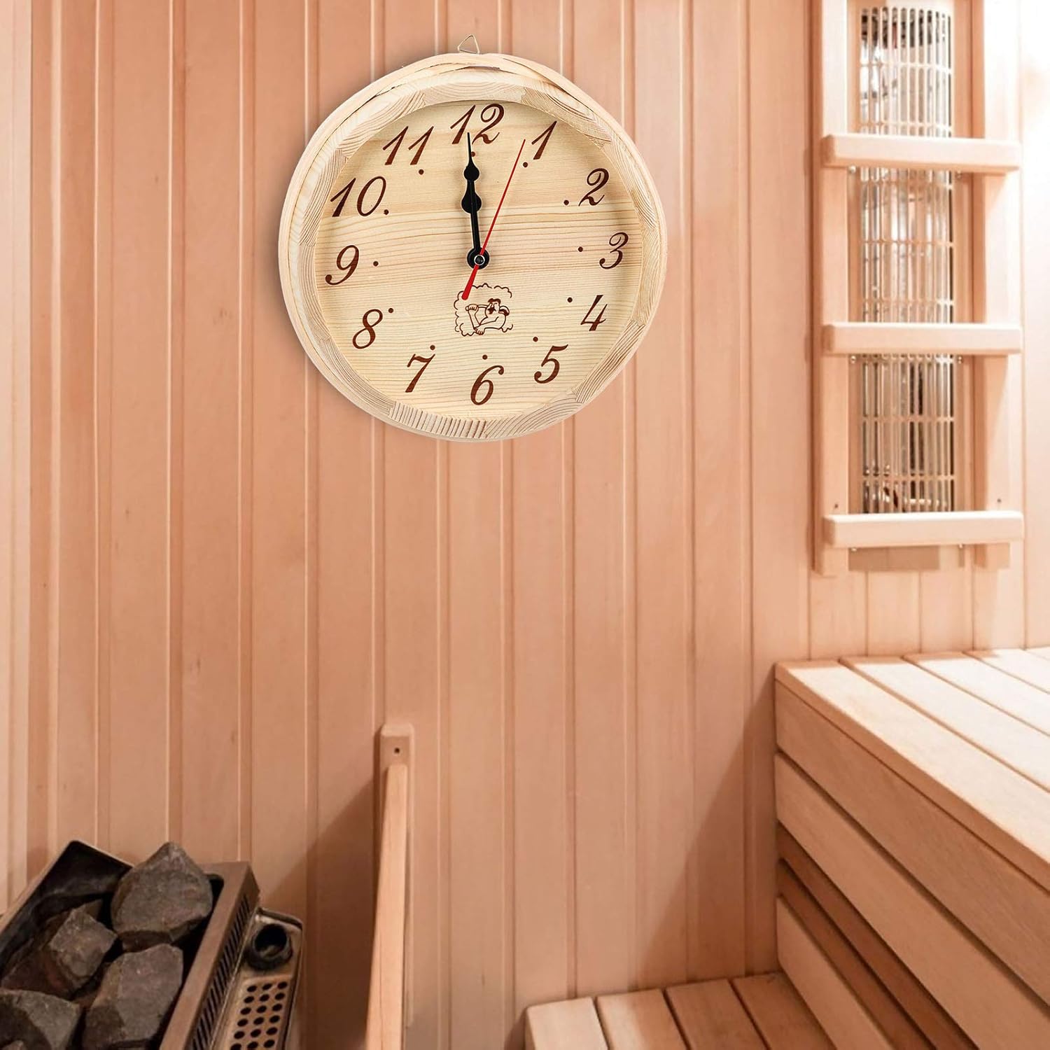 Niiyen Wooden Sauna Clock Steam Room Timer- Simple Wall Timer Sauna Accessory for Home Spas Decor - Analog Clock