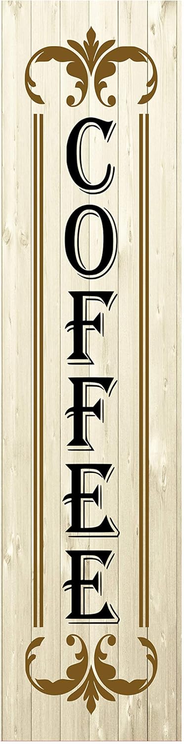 24 Inch Coffee Vertical Wood Print Sign