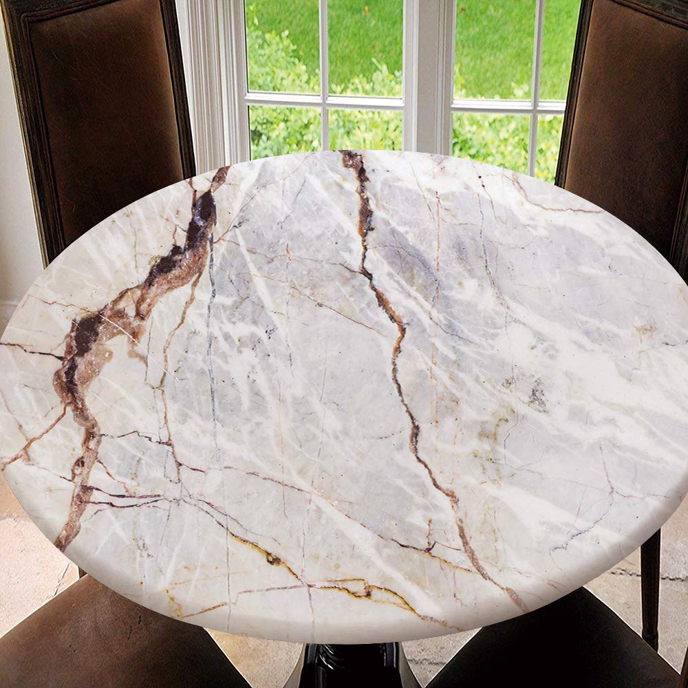 SUPNON Round Elastic Table Cover, Fitted Edged Polyester Stretched Round Table Gray Marble Stone Texture Background Fit for 35"-39" Table NN-308