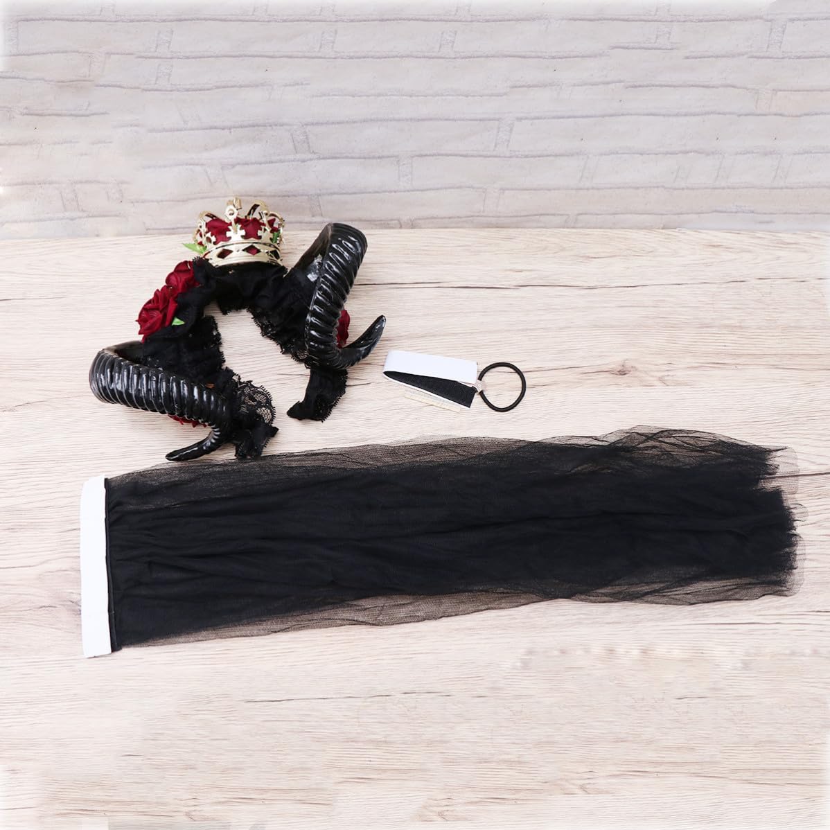 Gothic Rose Hair Band Sheep Horn Headband Halloween Party Accessory
