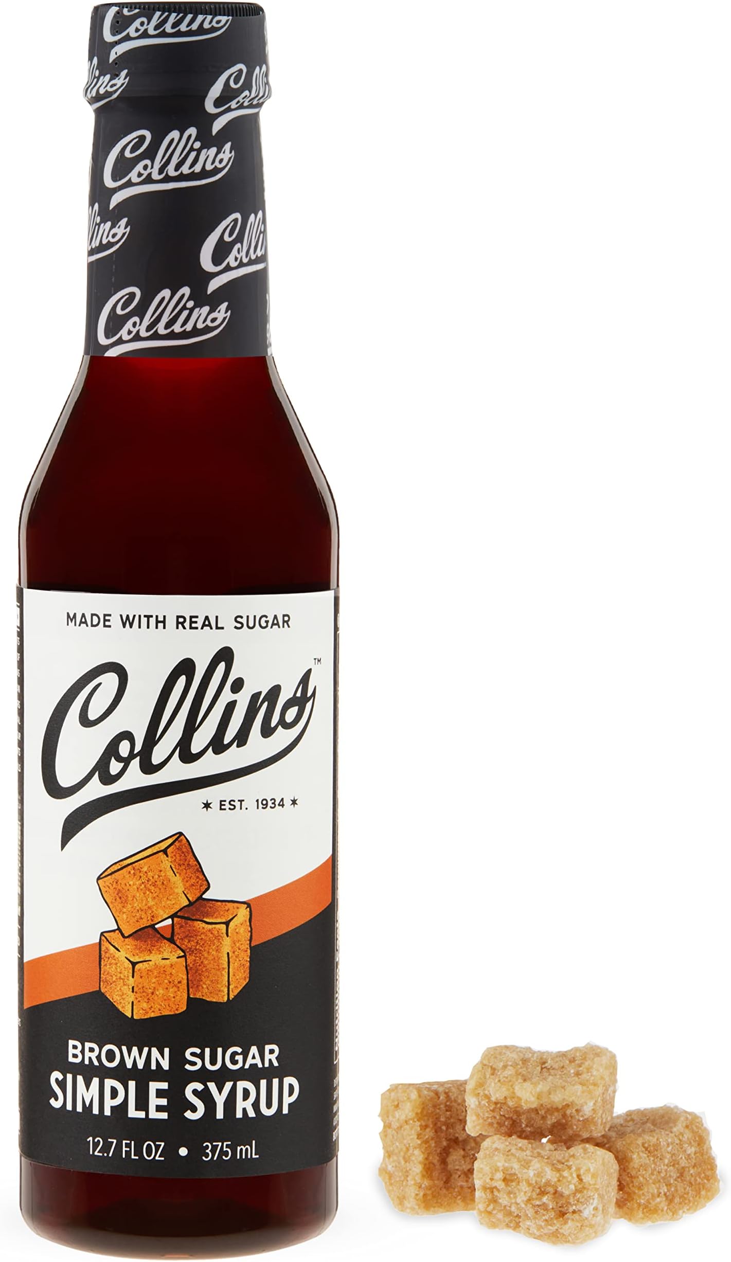 Collins Brown Sugar Simple Syrup - Real Brown Sugar Syrup Cocktails and Coffee Syrup - Cocktail Syrup, Perfect for Coffee and Bourbon Drinks, 12.7oz Set of 1
