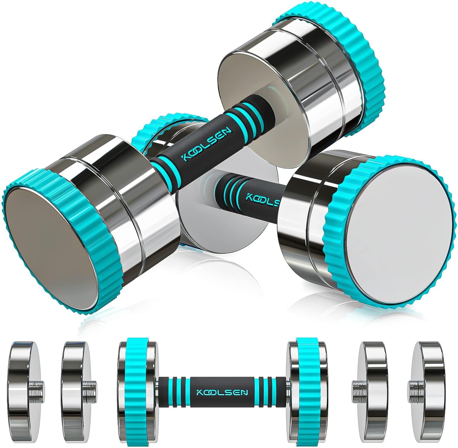 20kg Adjustable Dumbbell Set, Solid Steel Ultra Compact Adjustable Dumbbells Weights for Men Women with Anti-Slip Handle, Home Fitness Weight Pair Gym Workout Exercise Training 10kg/Pair