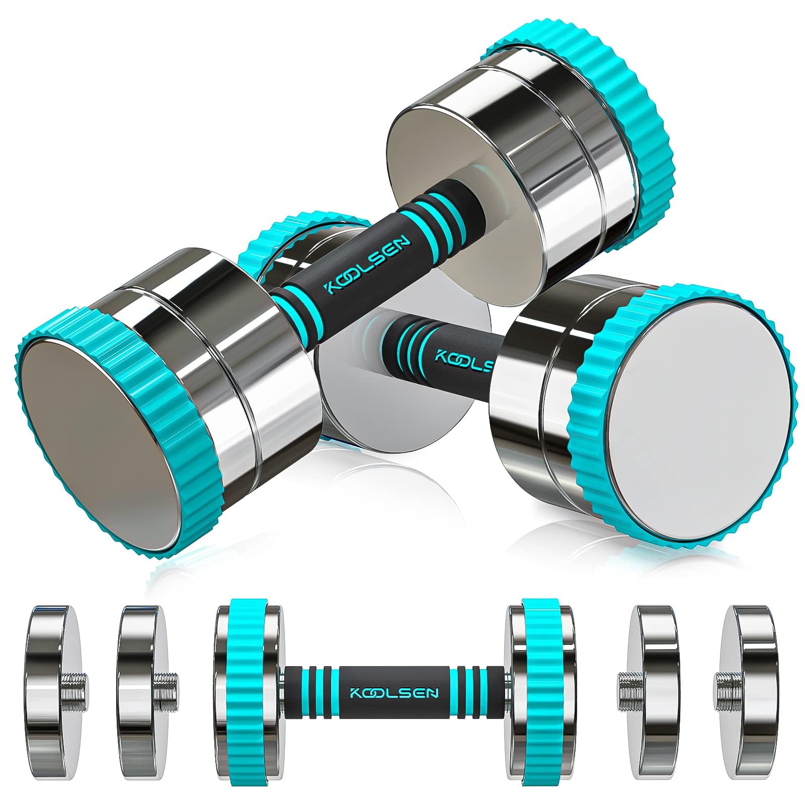 20kg Adjustable Dumbbell Set, Solid Steel Ultra Compact Adjustable Dumbbells Weights for Men Women with Anti-Slip Handle, Home Fitness Weight Pair Gym Workout Exercise Training 10kg/Pair