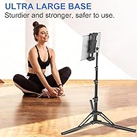 Vista 7 de Soporte de trípode para iPad, trípode ajustable de altura de 63 pulgadas para tableta, rotación de 360°, soporte para iPad mini/Air/Pro, teléfonos