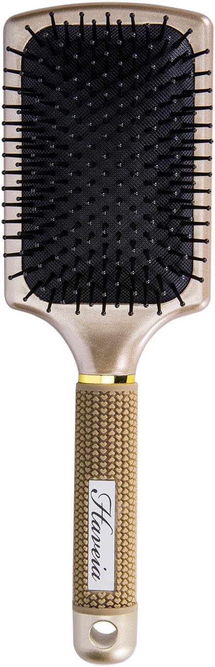 Hair Brush-Velvet Touch Paddle brush, Detangling Brush for Straightening & Smoothing Hair by Haveia(GOLD)
