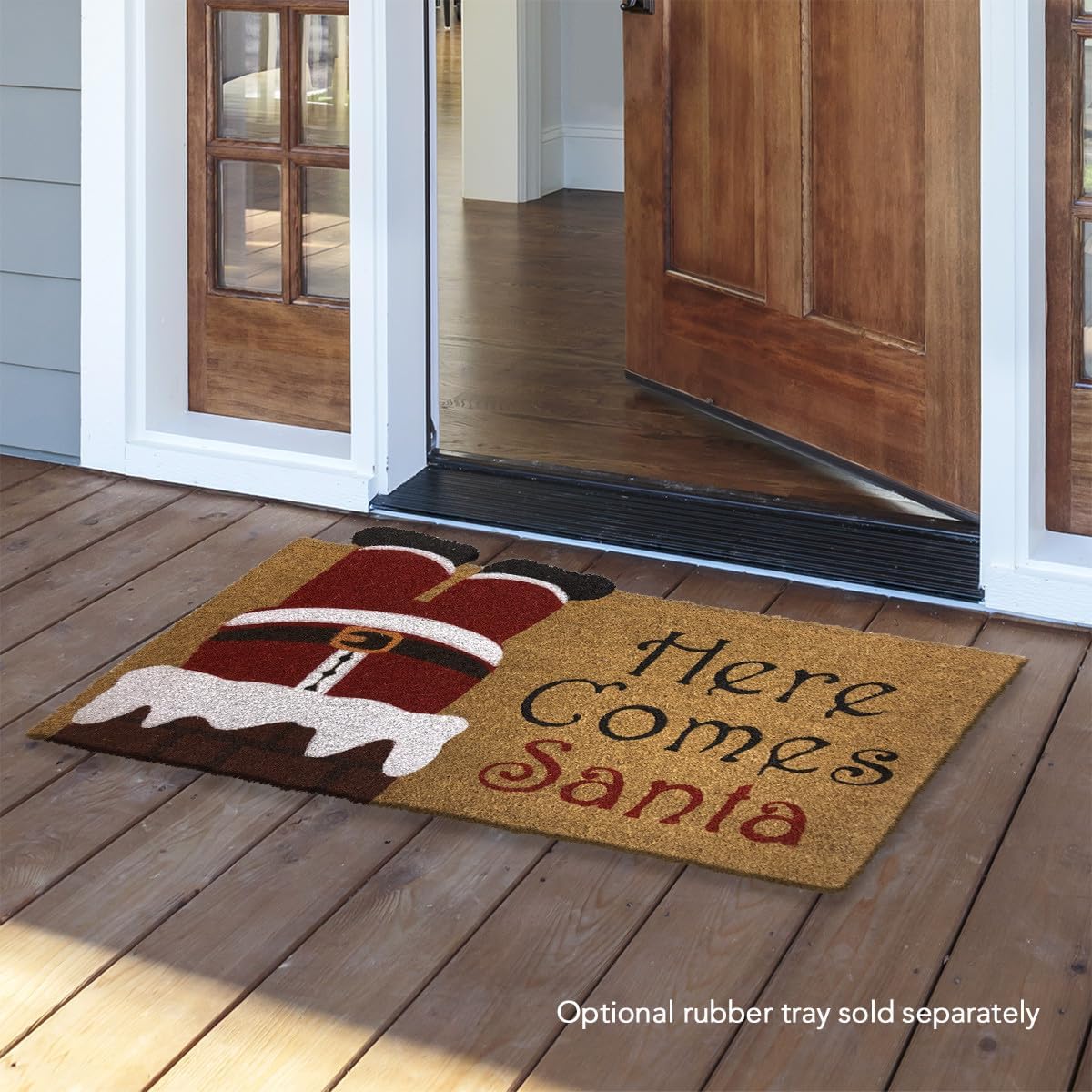 Briarwood Lane Here Comes Santa Christmas Natural Fiber Coir Doormat