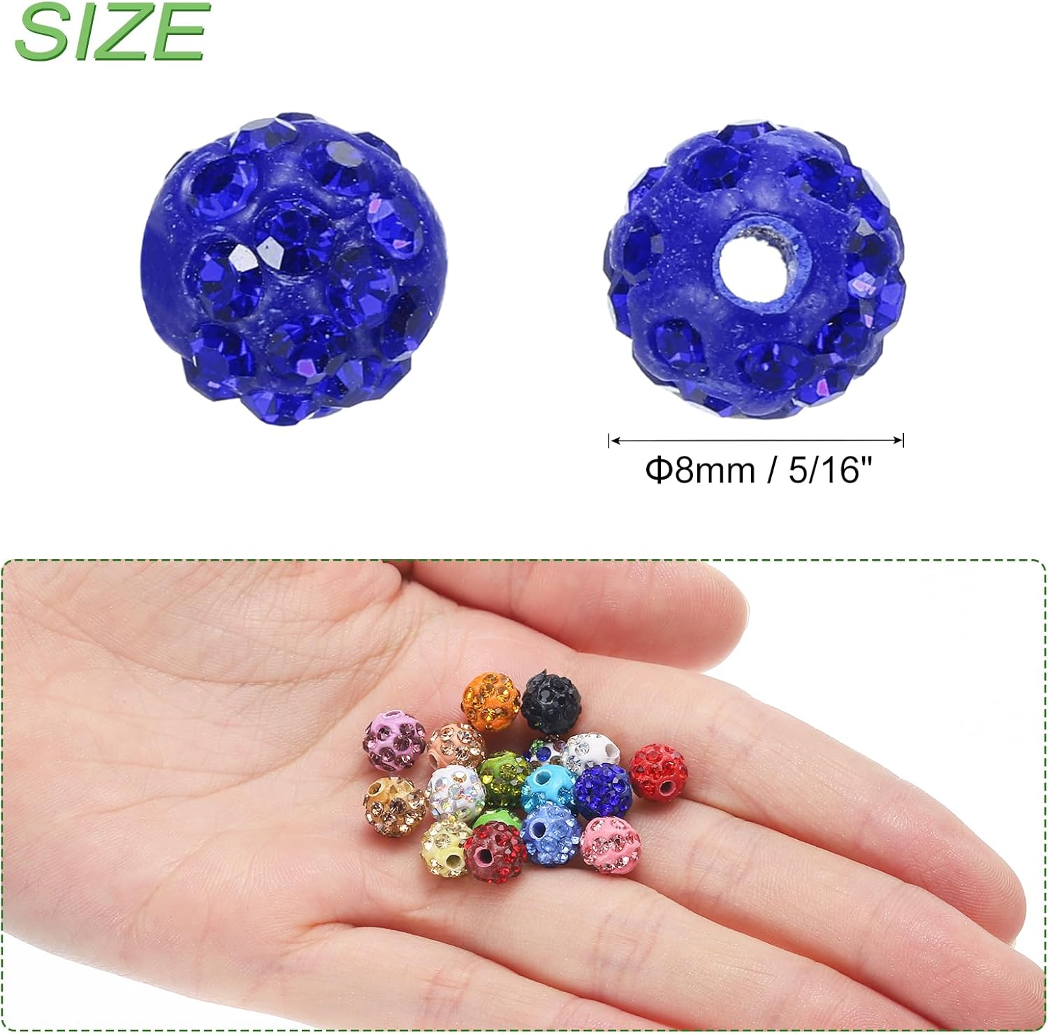 MECCANIXITY 100pcs 8mm Rhinestone Beads for Jewelry Making, Bling Disco Bead Sparkle Diamond Clay Bead for Necklace Bracelet Christmas, Dark Blue - Image 2