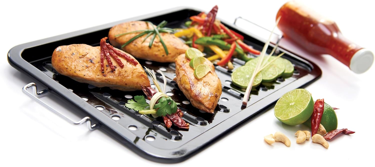 Black Porcelain Grill Topper with Stainless Steel Handles