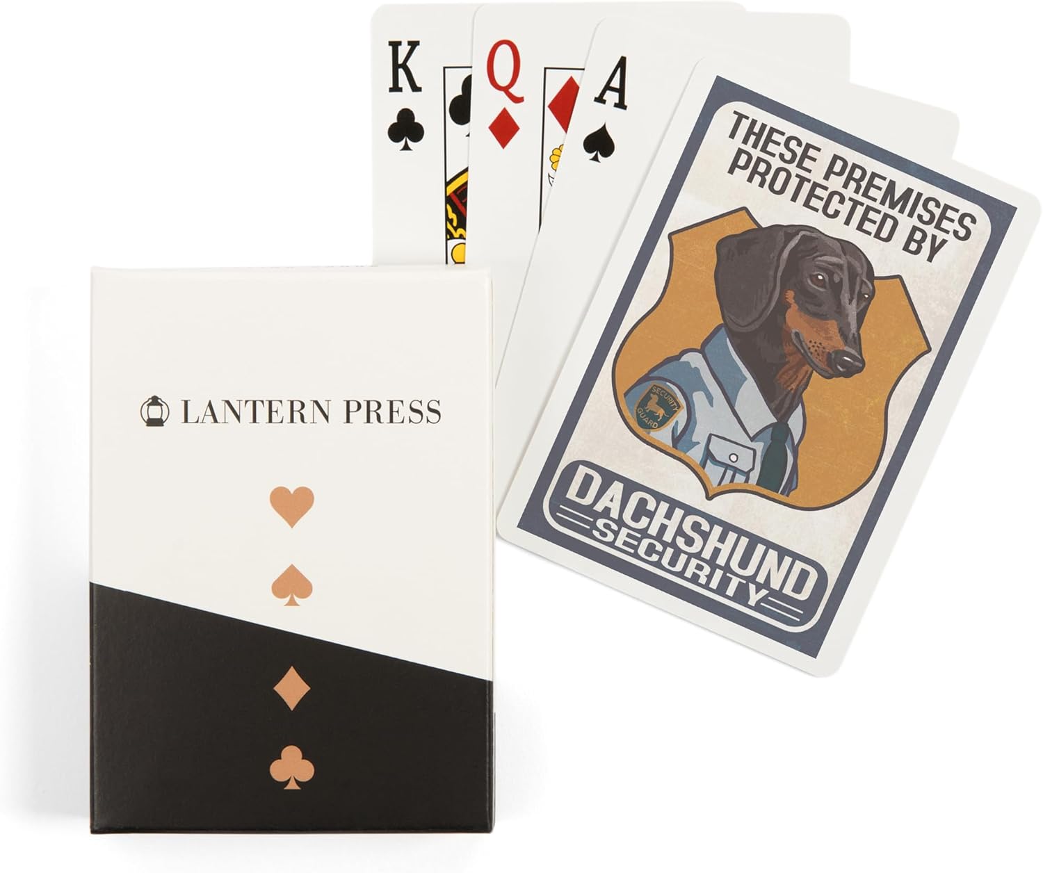 Lantern Press Dachshund Security Black and Tan, Dog Sign, 52 Playing Cards for Adults, Poker Size Card Deck