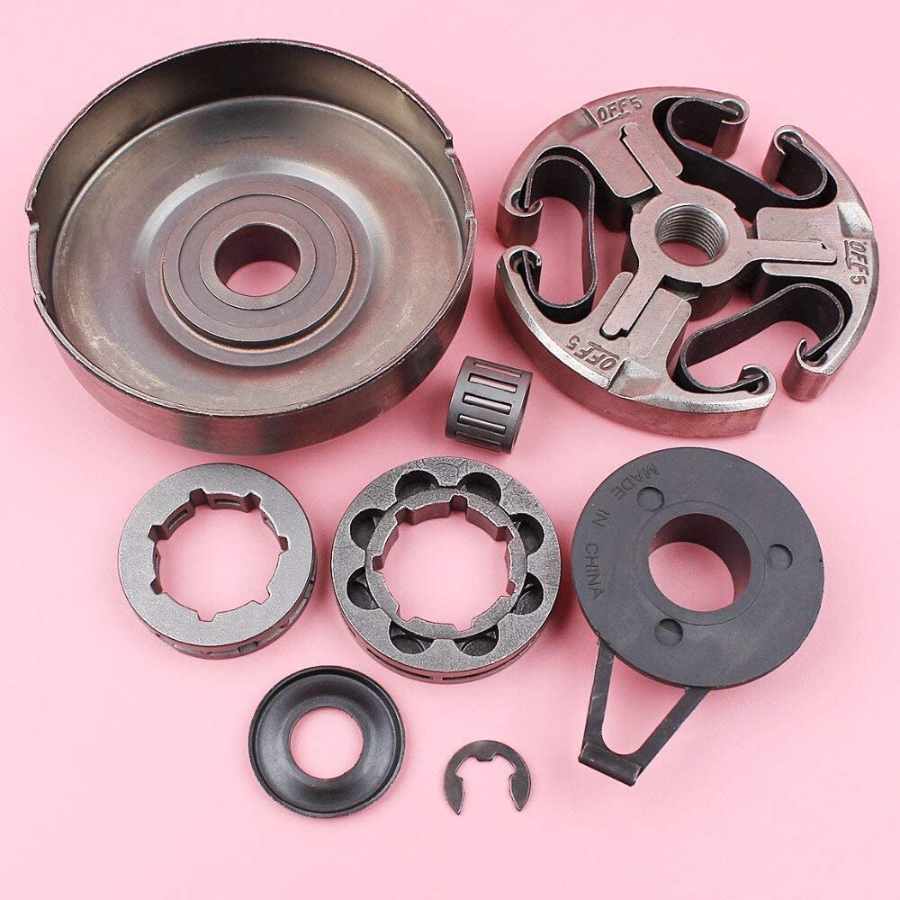Conjunto de tambor de embrague apto para Husqvarna 365 362 371 372 motosierra pieza de repuesto piñón llanta engranaje gusano arandela clip kit cojinete de aguja motosierra embrague tambor