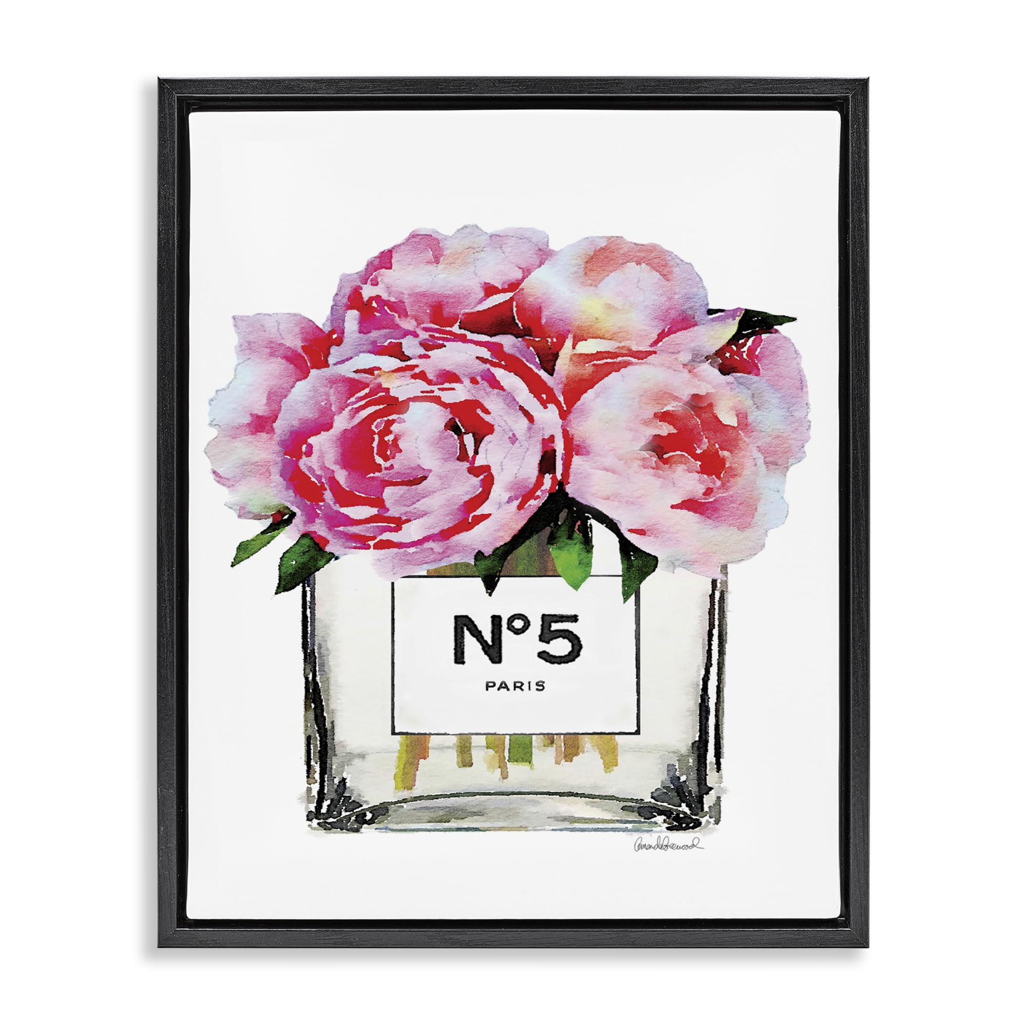 Glam Paris Vase Peony Still Life, 24 x 30 Inch Canvas in Floater Frame