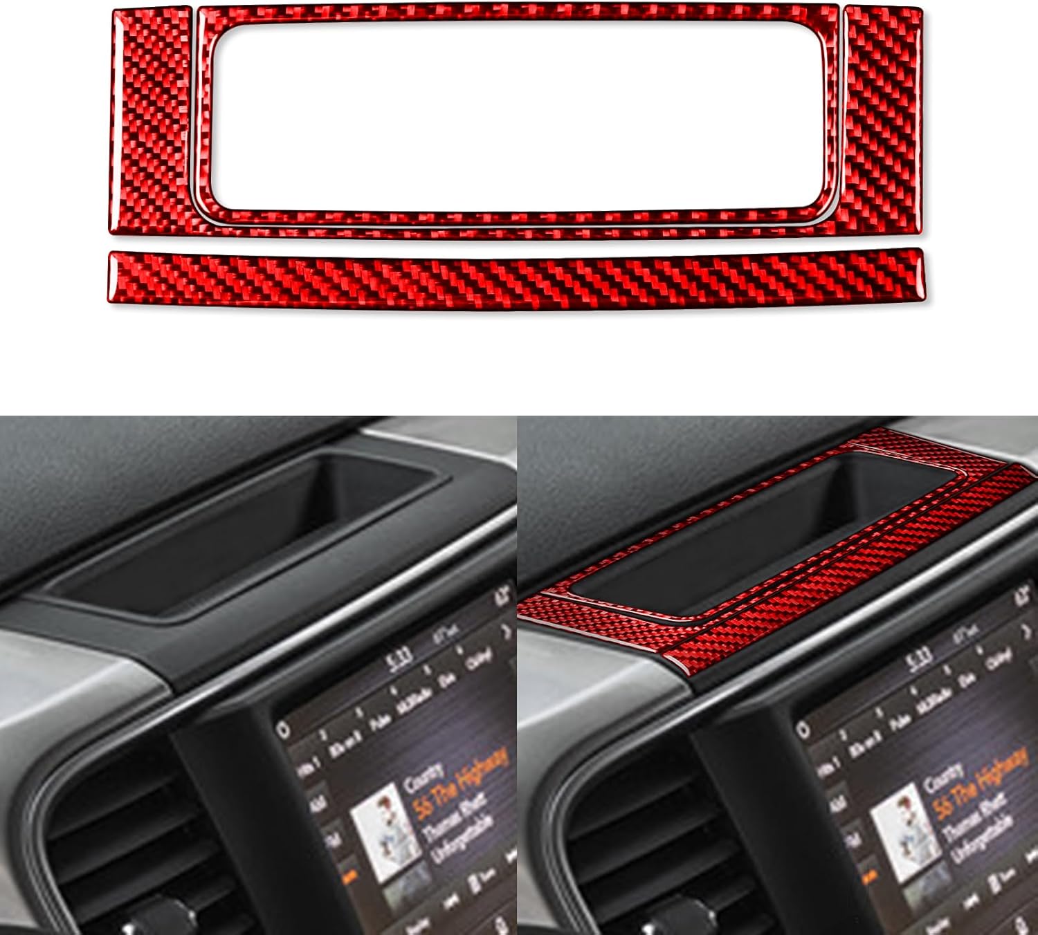 Car 4 W/D Driver Control Button Frame Decal Sticker Gear Shift Panel Cover Trim Compatible with Dodge Ram 1500/2500/3500 2013 2014 2015 Real Carbon Fiber Interior Style B