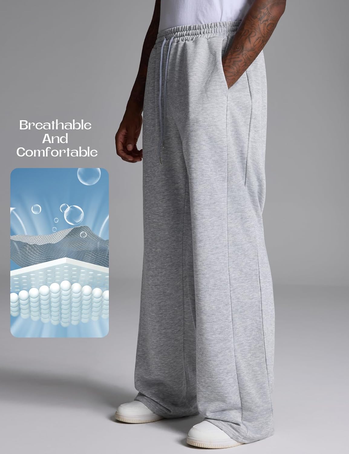 Yimoon Men's Baggy Sweatpants Casual Drawstring Waist Wide Leg Athletic Lounge Sweat Pants with Pockets - Image 6