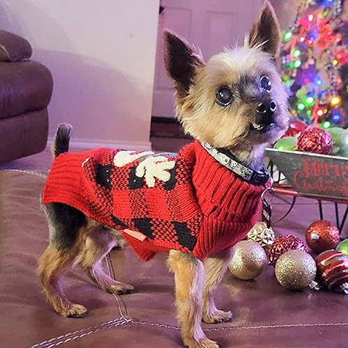 Miniatura 2 de KYEESE - Suéter de Navidad para perros con diseño de renos para perros medianos con agujero para la correa, ropa a cuadros de búfalo rojo para días
