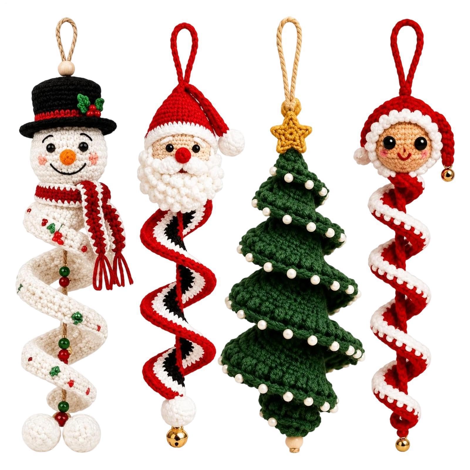 Kit de bricolaje de a.dorno en espirals de muñeco de nieve de ganchillo | Juego de manualidades colgantes de Navidad 3D, kits de manualidades hecho a mano de Navidad para principiantes