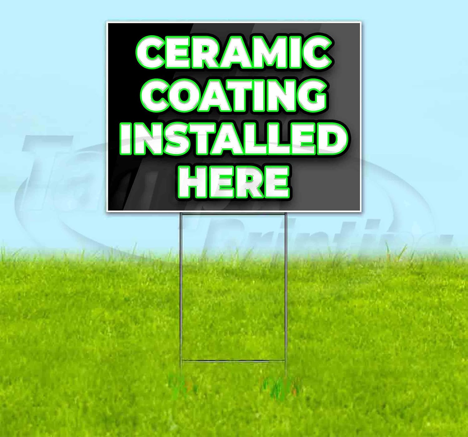 Ceramic Coating Installed HERE (18" x 24") Yard Sign, Quantity Discounts, Multi-Packs, Includes Metal Step Stake, Bandit, New, Advertising, USA