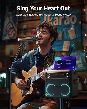 Ikarao Speaker Stand Adjustable Height 36-47, Heavy Duty Carbon Steel Karaoke Machine Stands with Dual Tension Knobs, Portable Tripod Speaker Mount for PA DJ System & Party, 35mm Insert, 66lbs Load