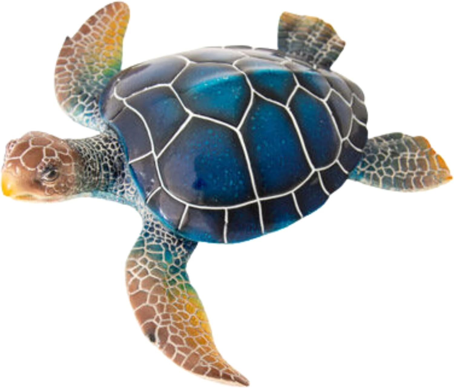 Sea Turtle Statue Garden Decor Tabletop Display and Wall Hanging Sea Turtle Sculpture Measures 16 in x 15 in (Green)