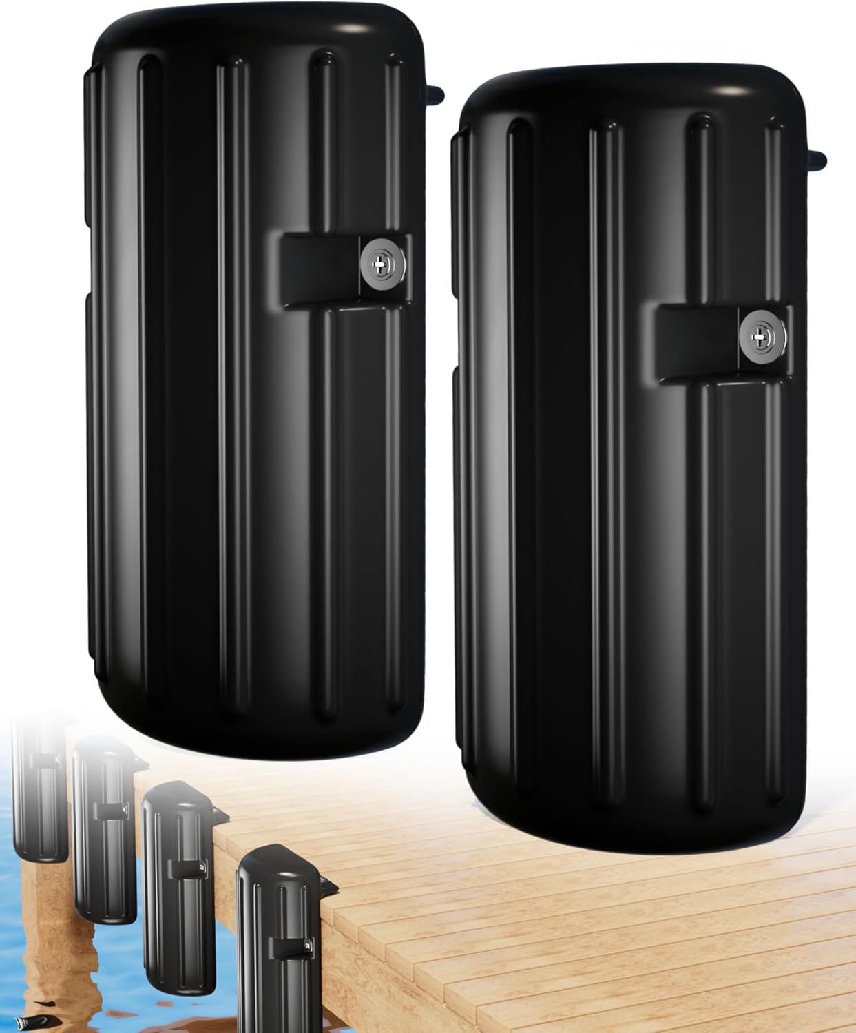 Dock Bumpers, Boat Dock Bumpers for Docking, Fenders Guards for Docking Marine-Grade Straight Dock Edge & Side, UV-Resistant, Vertical Protection, Includes Mounting Hardware - 2 Pack