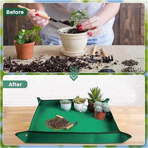 Miniatura 63 de Estera impermeable extragrande para trasplante de plantas de interior y control de desorden Verde pálido