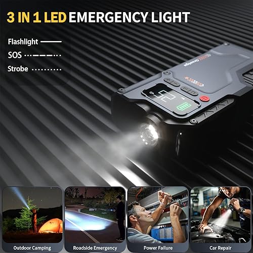 Miniatura 6 de Cargador de batería de coche de 9000 A con compresor de aire, inflador de neumáticos de 150 PSI (todo gasolina16L diesel), batería de coche de 12 V