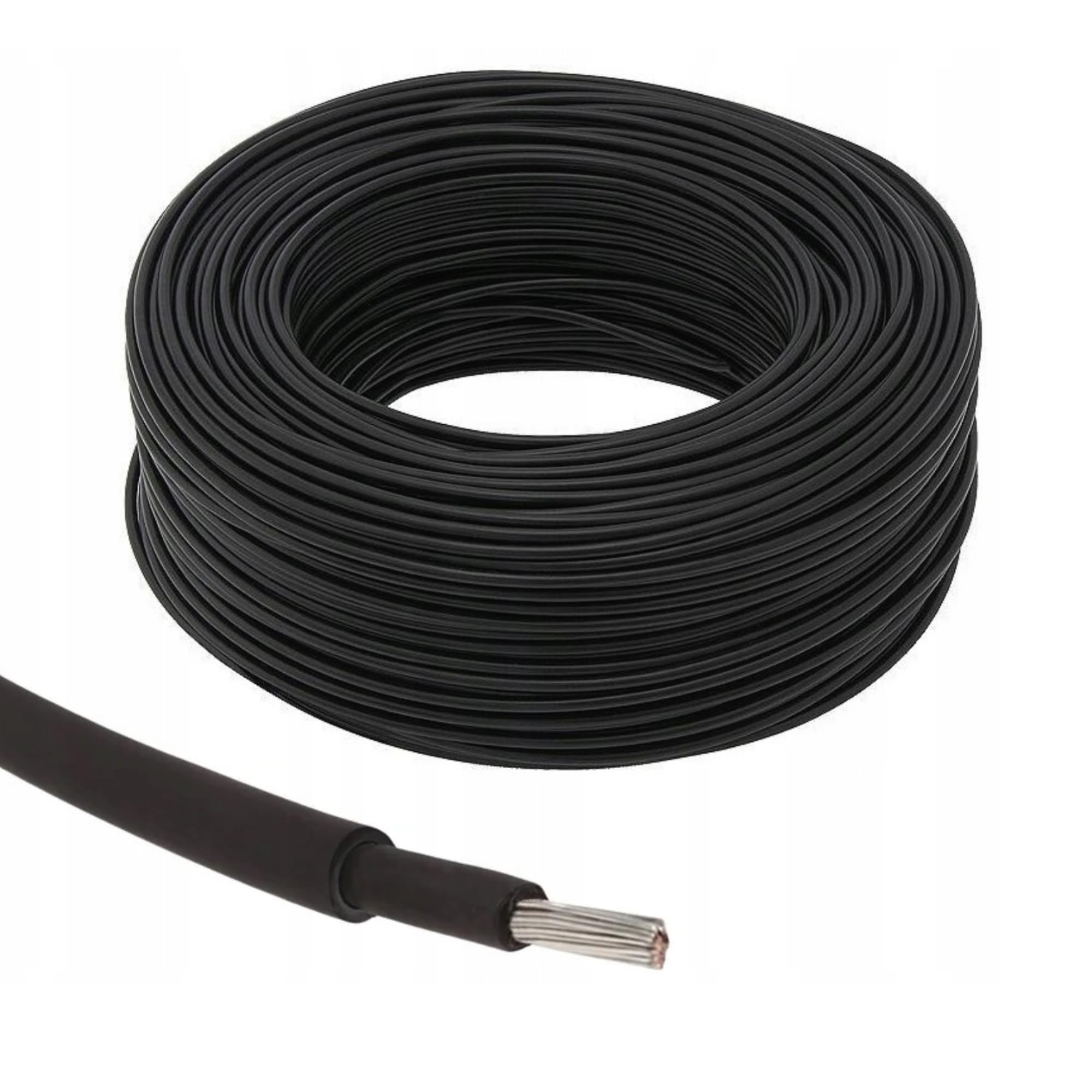 Solar Panel PV Cable DC Rated Black & Red 4mm² 6mm² 10mm² - 1800V Double Insulated Quality Wire by BMF DIRECT® (4mm² Black, 15 Metres)