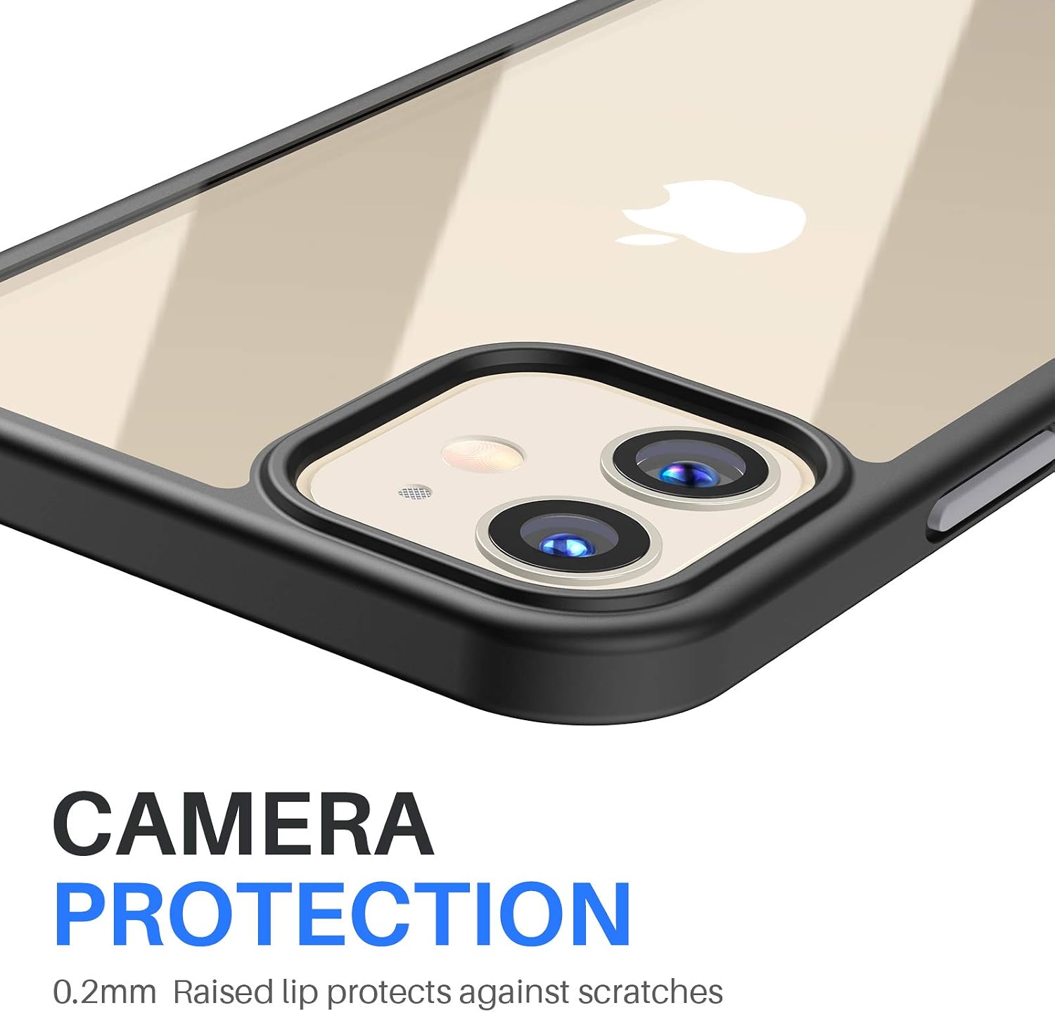 TOZO Compatible for iPhone 12 Mini Case 5.4 inch Hybrid PC+TPU Soft Grip Matte Finish Clear Back Panel Thin Cover with Black