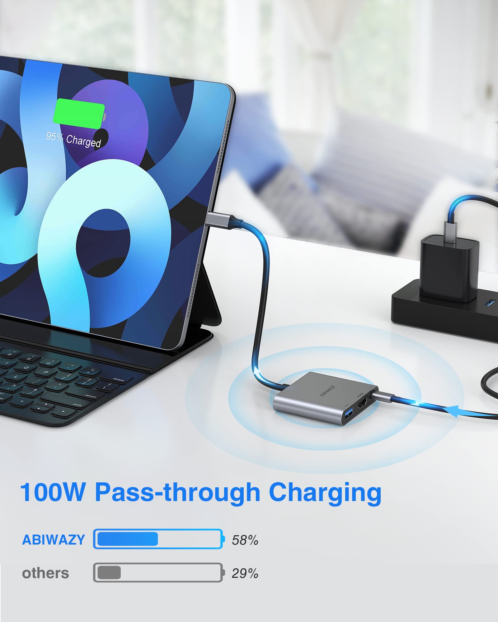 ICZI Hub USB C 6-in-1 Con HDMI 4K 60Hz, 2 USB 3.0, Lettore SD/TF, PD 100W - Per MacBook E Laptop USB-C