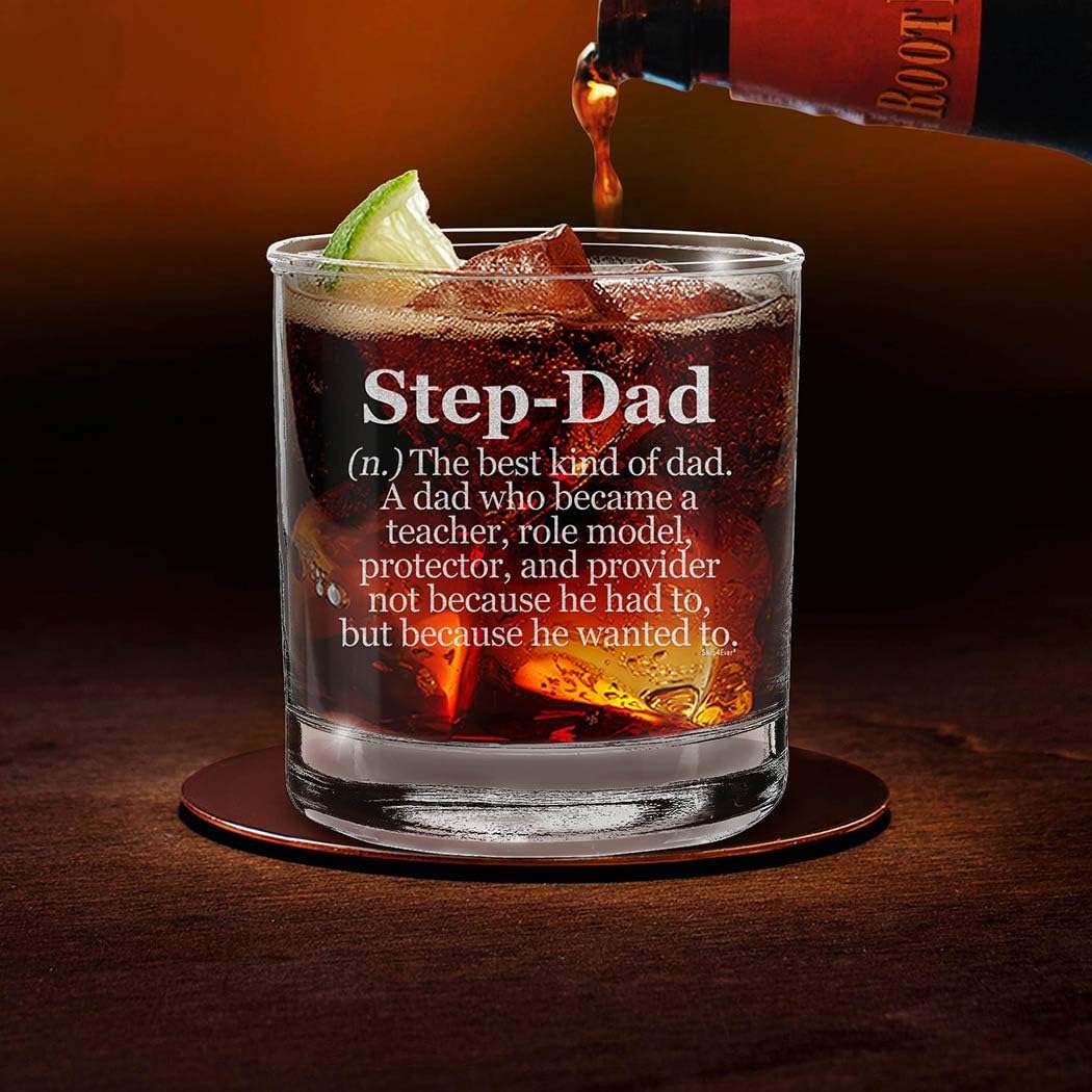 shop4ever Step Dad Definition Engraved Whiskey Glass 11 oz, Heartfelt & Funny Stepdad Gift, Appreciation Gift - Image 5