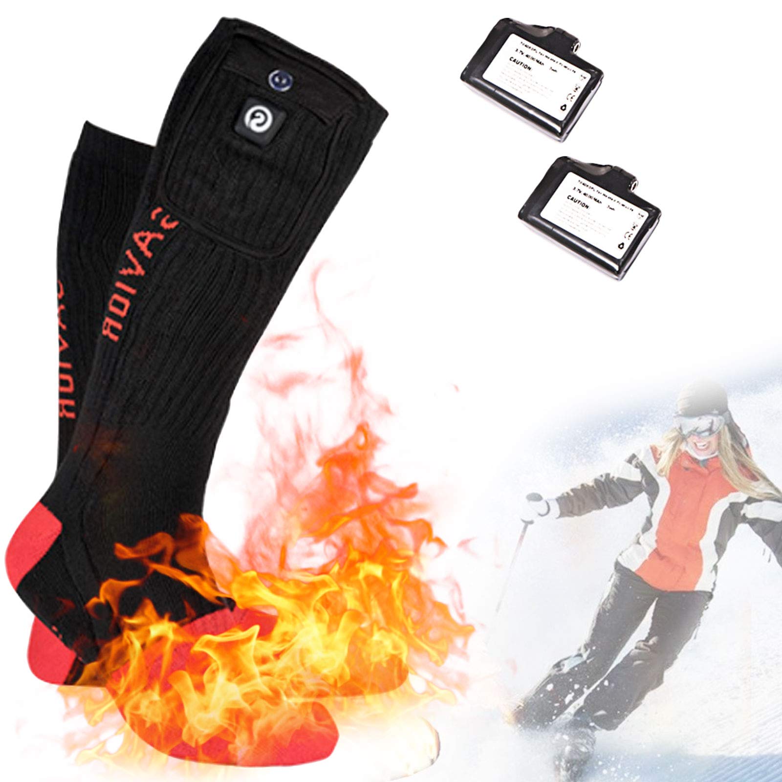 Heated Socks 7.4v 2200mah Large Capacity Rechargeable Socks 3 Levels Adjustable Temperature Settings for Men/women Winter Outdoor&indoor Activities,L